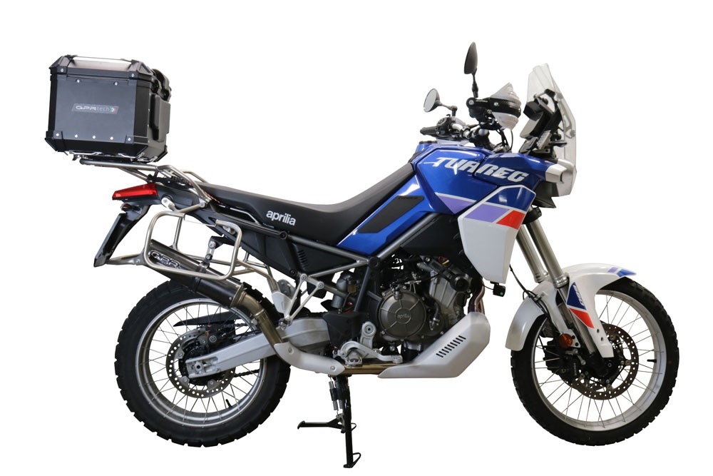 Baúl GPR TECH compatible con  Aprilia Tuareg 660 2021/2024 e5 Baúl Alpi-Tech en aluminio, color negro con placa específica incluida Capacidad Litros 35
