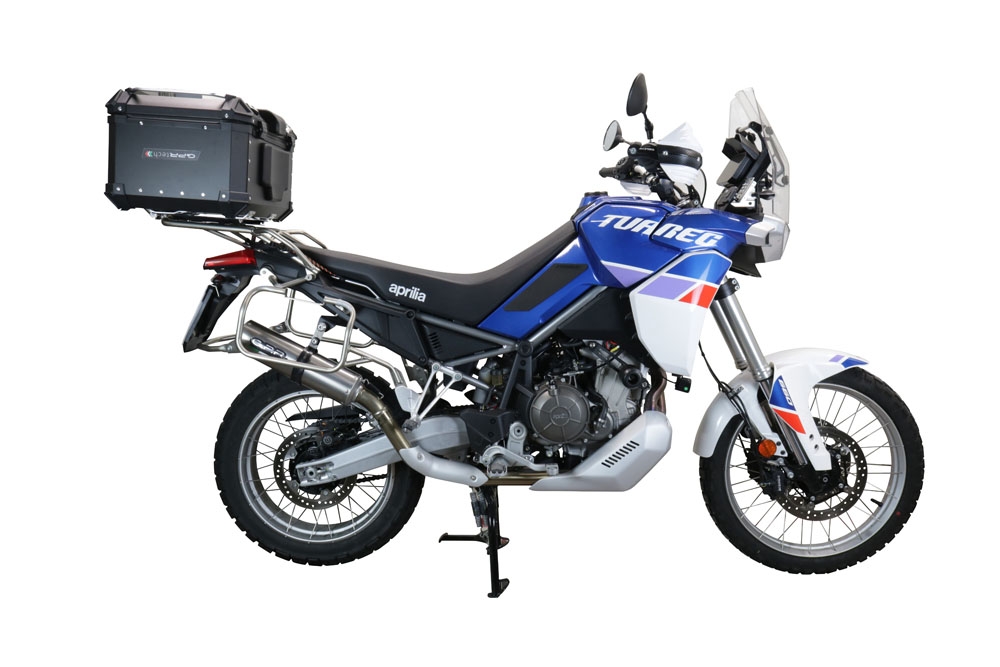 Baúl GPR TECH compatible con  Aprilia Tuareg 660 2021/2024 e5 Baúl Alpi-Tech en aluminio, color negro con placa específica incluida Capacidad Litros 45