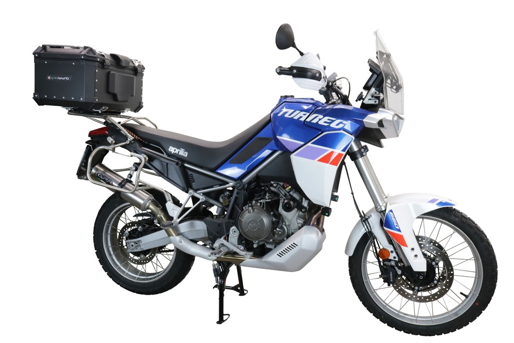 Baúl GPR TECH compatible con  Aprilia Tuareg 660 2021/2024 e5 Baúl Alpi-Tech en aluminio, color negro con placa específica incluida Capacidad Litros 55