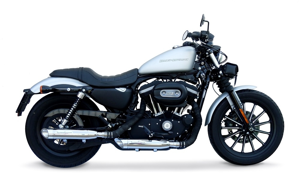 Escape compatible con Harley Davidson Sportster 883 2010-2018, Slash Inox, Par de terminales de escape homologados, con db killer extraíbles y tubos de conexión específicos 