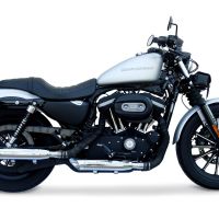 Escape compatible con Harley Davidson Sportster 883 2010-2018, Slash Inox, Par de terminales de escape homologados, con db killer extraíbles y tubos de conexión específicos 