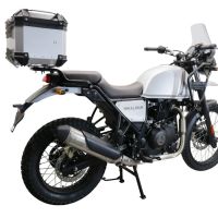 Baúl GPR TECH compatible con  Royal Enfield Himalayan 410 2017/2023 Baúl Alpi-Tech en aluminio color plata con placa específica incluida Capacidad Litros 26