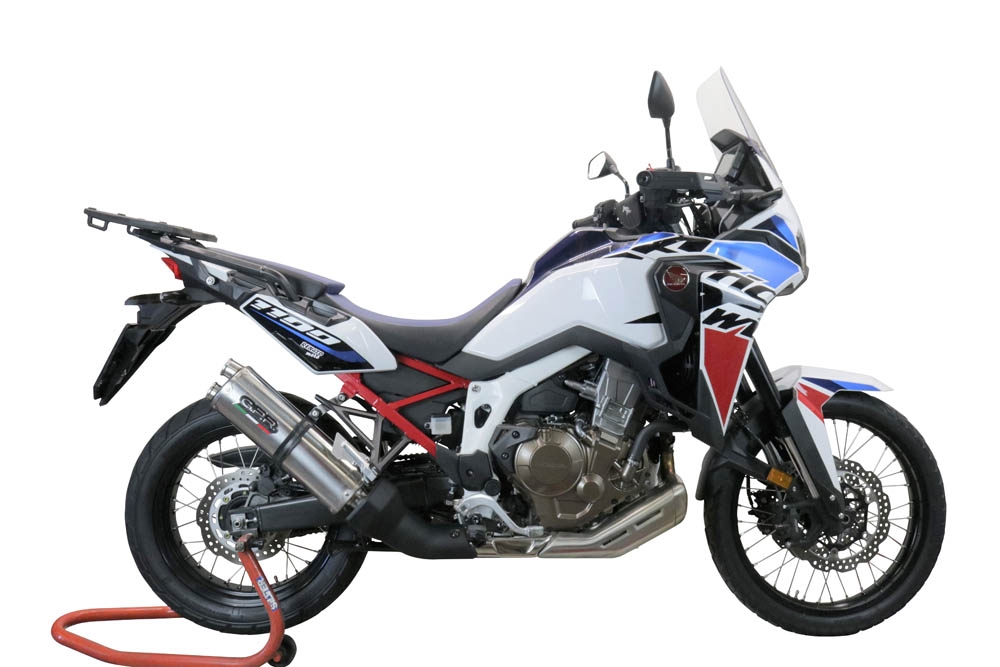 Escape compatible con Honda Crf 1000 L Africa Twin 2018-2020, Dual Inox, Escape legal, homologado, silenciador con db killer desmontable y tubo de conexión específico 