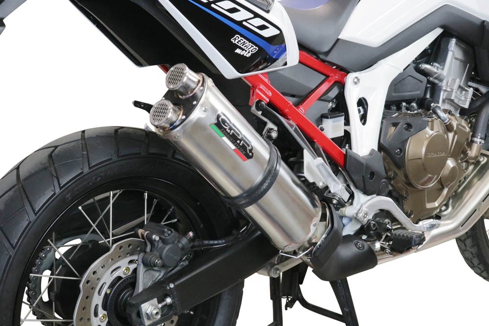 Escape compatible con Honda Crf 1000 L Africa Twin 2018-2020, Dual Inox, Escape legal, homologado, silenciador con db killer desmontable y tubo de conexión específico 
