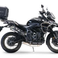 Escape compatible con Zontes 350 T2 ADV 2022-2024, Powercone Evo, Escape legal, homologado, silenciador con db killer desmontable y tubo de conexión específico 