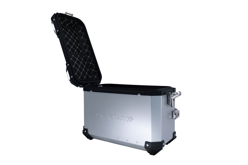 GPR TECH compatible con  Benelli Trk 502 2017/2020 e4 Par de maletas laterales en aluminio color plata con portaequipajes específico Capacidad 38 LT. + 38 LT.