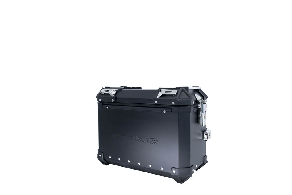 GPR TECH compatible con  Benelli Trk 502 2017/2020 e4 Par de maletas laterales en aluminio color negro con portaequipajes específico Capacidad 38 LT. + 38 LT.