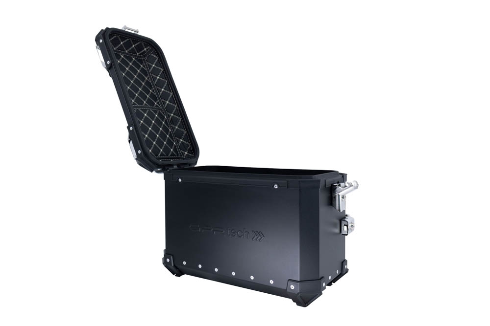 GPR TECH compatible con  Benelli Trk 502 2017/2020 e4 Par de maletas laterales en aluminio color negro con portaequipajes específico Capacidad 38 LT. + 38 LT.