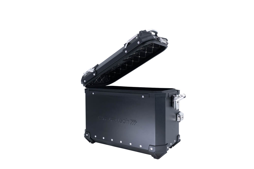 GPR TECH compatible con  Benelli Trk 502 2017/2020 e4 Par de maletas laterales en aluminio color negro con portaequipajes específico Capacidad 38 LT. + 38 LT.