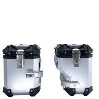 GPR TECH compatible con  Bmw F 750 Gs 2018/2020 e4 Par de maletas laterales en aluminio con lado derecho contorneado, color plata con portaequipajes específico Capacidad 38 LT. + 32 LT.