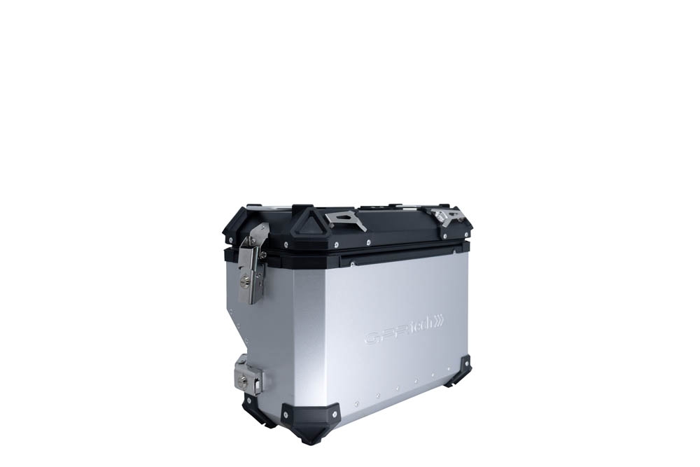GPR TECH compatible con  Bmw F 750 Gs 2018/2020 e4 Par de maletas laterales en aluminio con lado derecho contorneado, color plata con portaequipajes específico Capacidad 38 LT. + 32 LT.