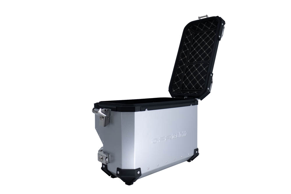 GPR TECH compatible con  Bmw F 750 Gs 2018/2020 e4 Par de maletas laterales en aluminio con lado derecho contorneado, color plata con portaequipajes específico Capacidad 38 LT. + 32 LT.