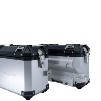 GPR TECH compatible con  Bmw F 750 Gs 2018/2020 e4 Par de maletas laterales en aluminio con lado derecho contorneado, color plata con portaequipajes específico Capacidad 38 LT. + 32 LT.
