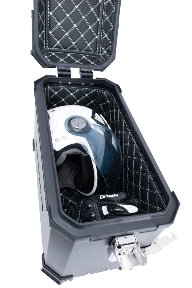 GPR TECH compatible con  Benelli Trk 502 2017/2020 e4 Par de maletas laterales en aluminio color plata con portaequipajes específico Capacidad 38 LT. + 38 LT.