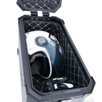 GPR TECH compatible con  Benelli Trk 502 2017/2020 e4 Par de maletas laterales en aluminio color plata con portaequipajes específico Capacidad 38 LT. + 38 LT.