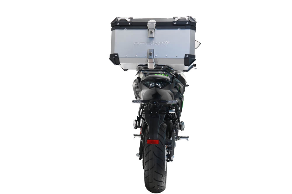 GPR TECH compatible con  Kawasaki Versys 650 2023/2024 e5 plus Baúl Alpi-Tech en aluminio color plata con placa específica incluida Capacidad Litros 55