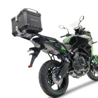 GPR TECH compatible con  Kawasaki Versys 650 2023/2024 e5 plus Baúl Alpi-Tech en aluminio, color negro con placa específica incluida Capacidad Litros 45