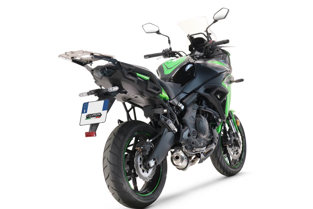 Escape compatible con Kawasaki Versys 650 2015-2016, Satinox , Escape completo homologado y legal, incluido db killer extraíble 