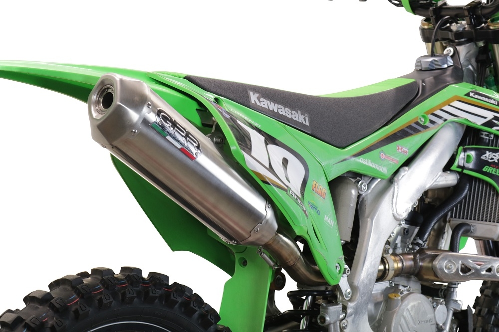 Escape compatible con Kawasaki KX 250 F 2021-2023, Pentacross Inox, Escape racing, silenciador con tubo de conexión específica y db killer extraíble 