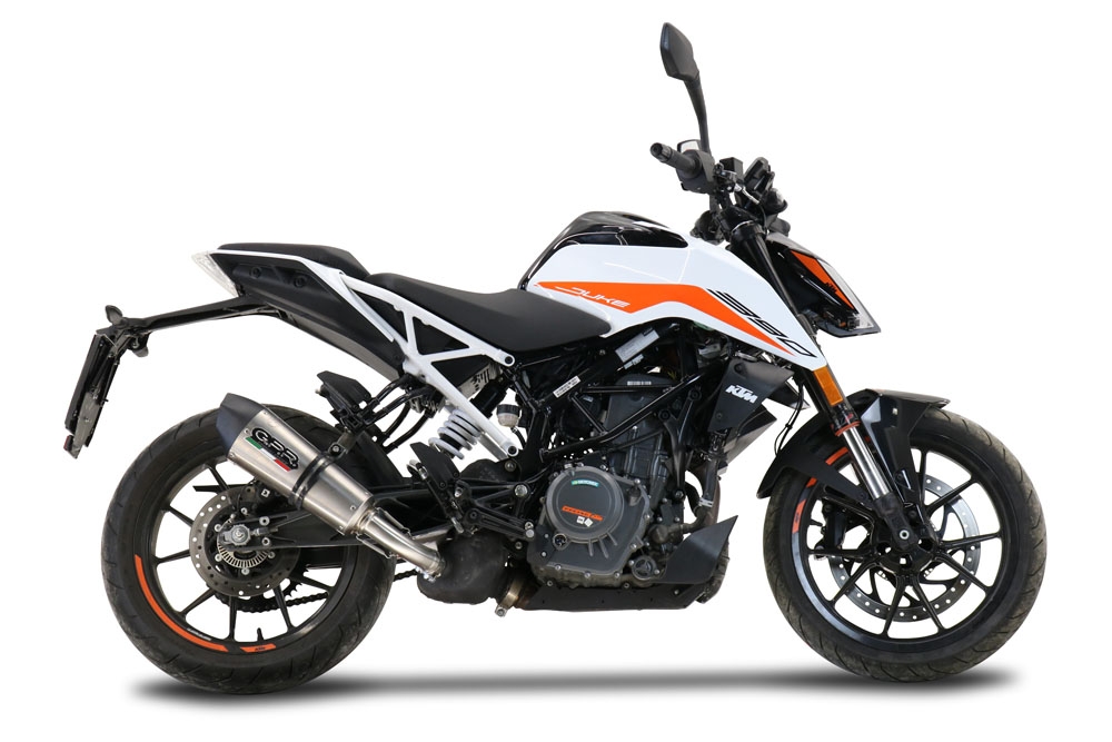 Escape compatible con Ktm Duke 125 2021-2023, GP Evo4 Titanium, Escape legal, homologado, silenciador con db killer desmontable y tubo de conexión específico 