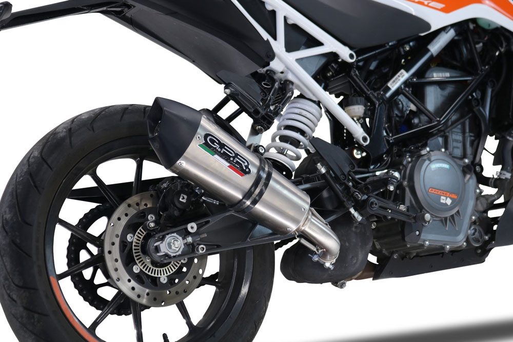 Escape compatible con Ktm Duke 125 2021-2023, GP Evo4 Titanium, Escape legal, homologado, silenciador con db killer desmontable y tubo de conexión específico 