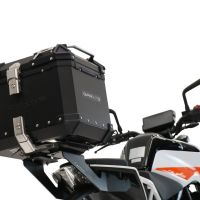 Baúl GPR TECH compatible con  Ktm Duke 250 2021/2023 e4 Baúl Alpi-Tech en aluminio color plata, incluye portaequipajes específico de aluminio y placa especifica de acero. Capacidad Litros 26