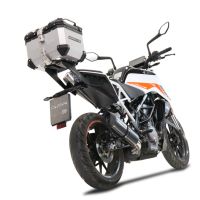 Baúl GPR TECH compatible con  Ktm Duke 390 2021/2023 e5 Baúl Alpi-Tech en aluminio color plata, incluye portaequipajes específico de aluminio y placa especifica de acero. Capacidad Litros 26
