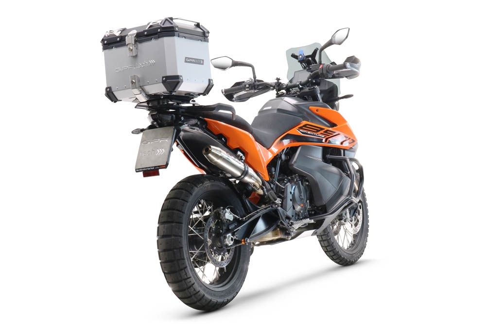 Baúl GPR TECH compatible con  Ktm Adventure 890 - 890 R Rally 2020/2024 e5 Baúl Alpi-Tech en aluminio color plata con placa específica incluida Capacidad Litros 55