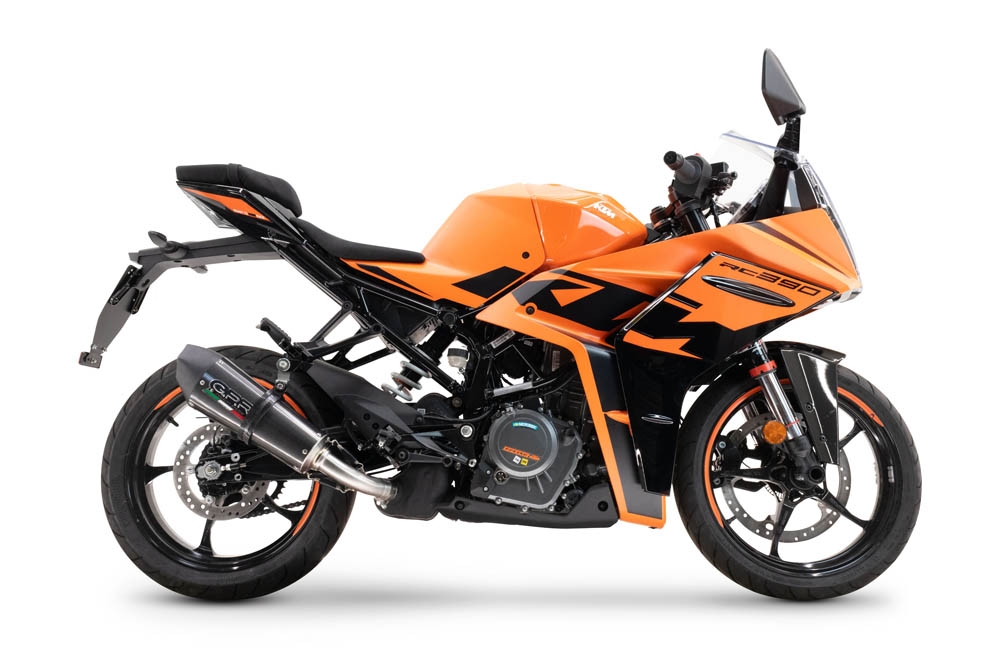 Escape compatible con Ktm Rc 390 2022-2024, GP Evo4 Titanium, Escape legal, homologado, silenciador con db killer desmontable y tubo de conexión específico 