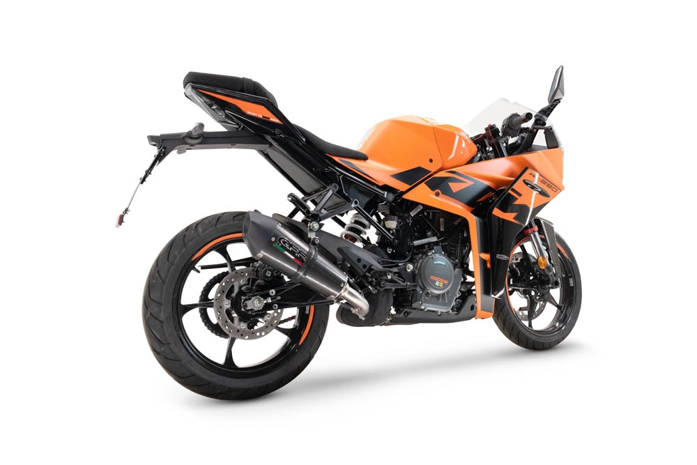 Escape compatible con Ktm Rc 390 2022-2024, GP Evo4 Titanium, Escape legal, homologado, silenciador con db killer desmontable y tubo de conexión específico 