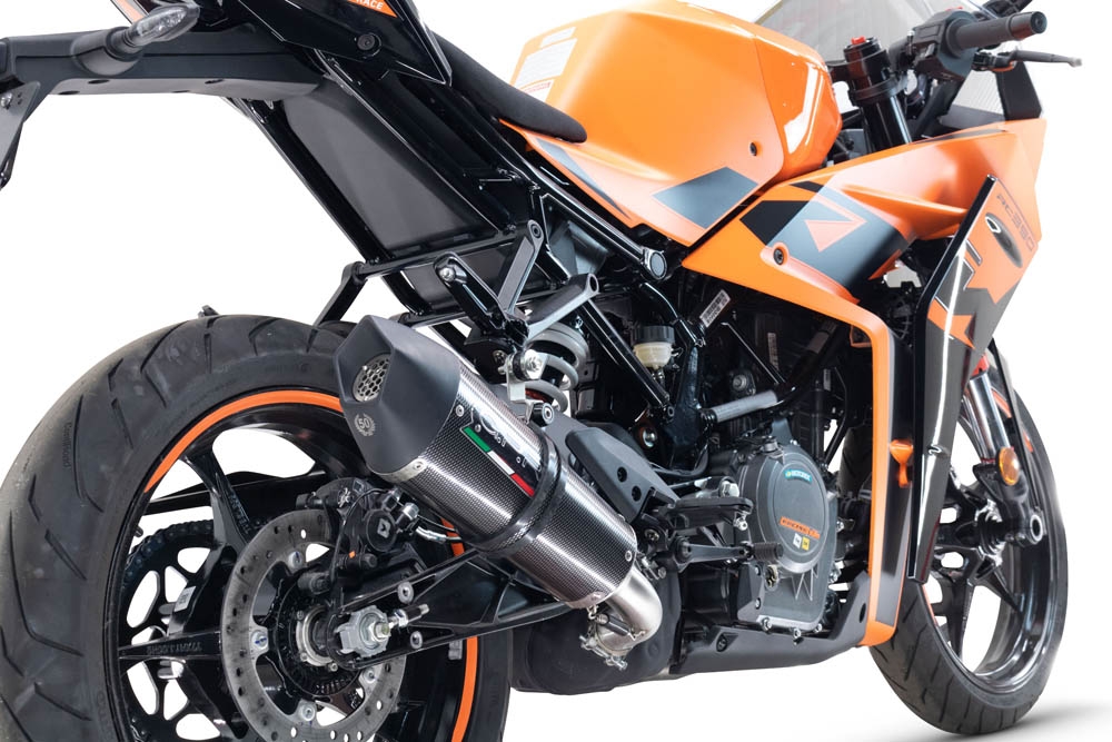 Escape compatible con Ktm Rc 390 2022-2024, GP Evo4 Titanium, Escape legal, homologado, silenciador con db killer desmontable y tubo de conexión específico 