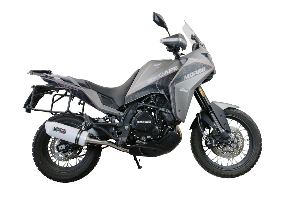 Escape compatible con Moto Morini X-CAPE 650 2021-2024, Albus Ceramic, Sistema de escape medio lleno, incluido db killer extraíble y tubo de conexión 