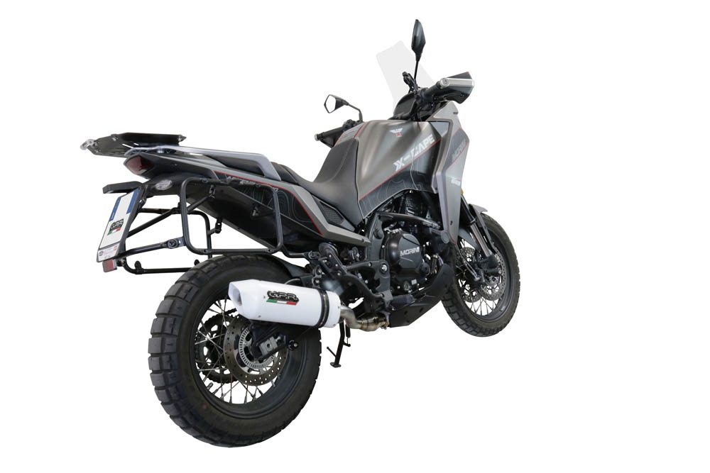 Escape compatible con Moto Morini X-CAPE 650 2021-2024, Albus Ceramic, Sistema de escape medio lleno, incluido db killer extraíble y tubo de conexión 