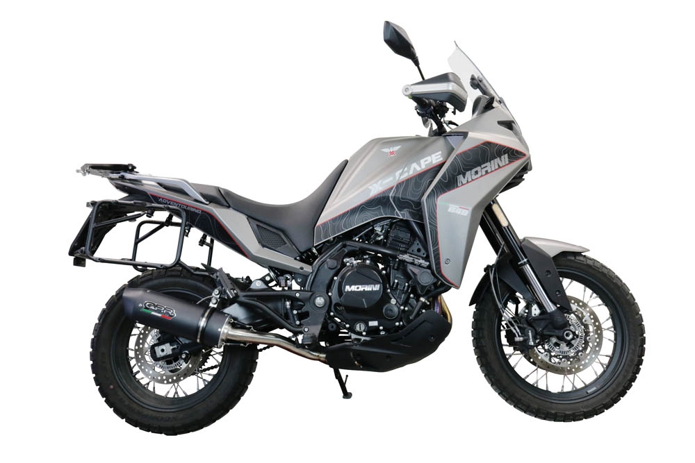 Escape compatible con Moto Morini X-CAPE 650 2021-2024, Furore Evo4 Nero, Sistema de escape medio lleno, incluido db killer extraíble y tubo de conexión 