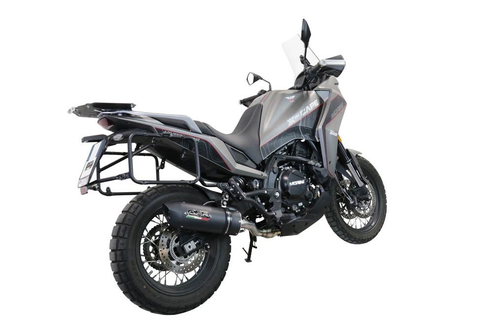 Escape compatible con Moto Morini X-CAPE 650 2021-2024, Furore Evo4 Nero, Sistema de escape medio lleno, incluido db killer extraíble y tubo de conexión 