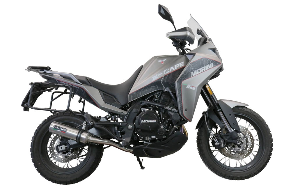 Escape compatible con Moto Morini X-CAPE 650 2021-2024, M3 Inox , Sistema de escape medio lleno, incluido db killer extraíble y tubo de conexión 