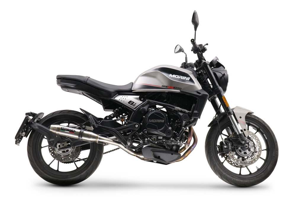 Escape compatible con Moto Morini Seiemmezzo Str 2022-2024, Deeptone Inox, Sistema de escape medio lleno, incluido db killer extraíble y tubo de conexión 