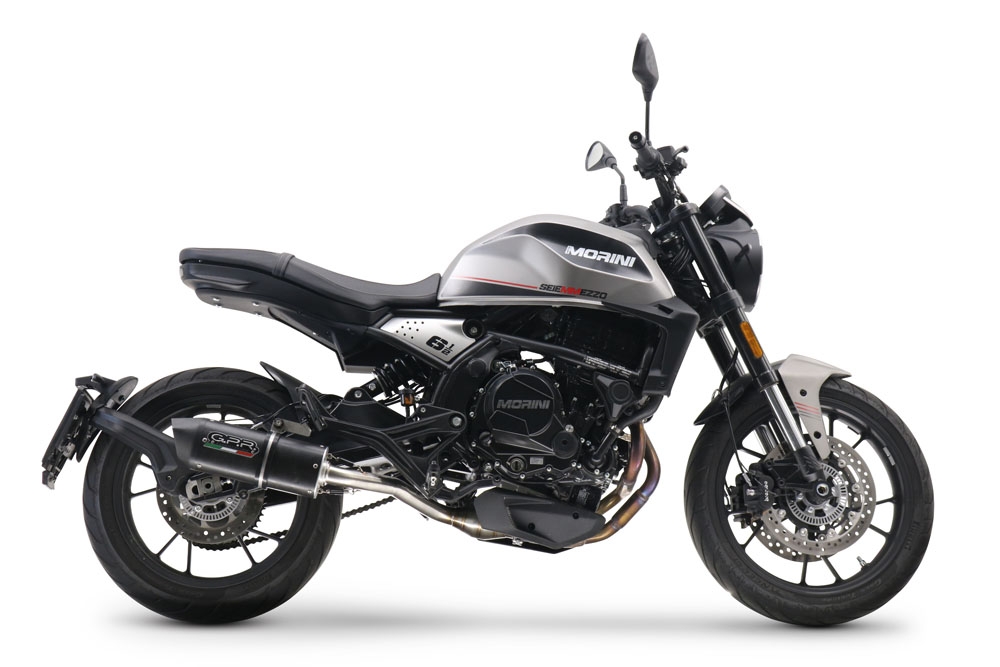 Escape compatible con Moto Morini Seiemmezzo Str 2022-2024, Furore Evo4 Nero, Sistema de escape medio lleno, incluido db killer extraíble y tubo de conexión 