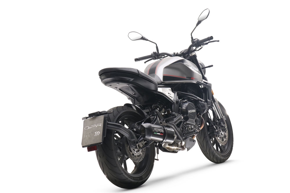 Escape compatible con Moto Morini Seiemmezzo Str 2022-2024, Furore Evo4 Nero, Sistema de escape medio lleno, incluido db killer extraíble y tubo de conexión 