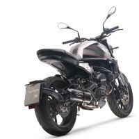 Escape compatible con Moto Morini Seiemmezzo Str 2022-2024, Furore Evo4 Nero, Sistema de escape medio lleno, incluido db killer extraíble y tubo de conexión 