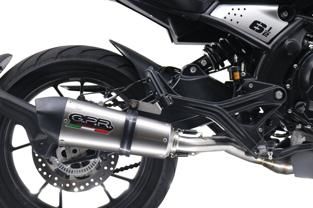 Escape compatible con Moto Morini Seiemmezzo Scr 2022-2024, Gpe Ann. titanium, Sistema de escape medio lleno, incluido db killer extraíble y tubo de conexión 