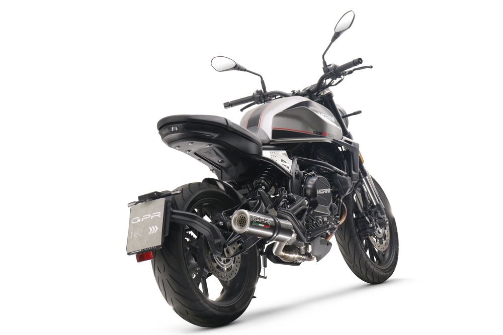Escape compatible con Moto Morini Seiemmezzo Scr 2022-2024, M3 Poppy , Sistema de escape medio lleno, incluido db killer extraíble y tubo de conexión 