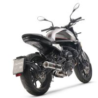 Escape compatible con Moto Morini Seiemmezzo Scr 2022-2024, M3 Poppy , Sistema de escape medio lleno, incluido db killer extraíble y tubo de conexión 