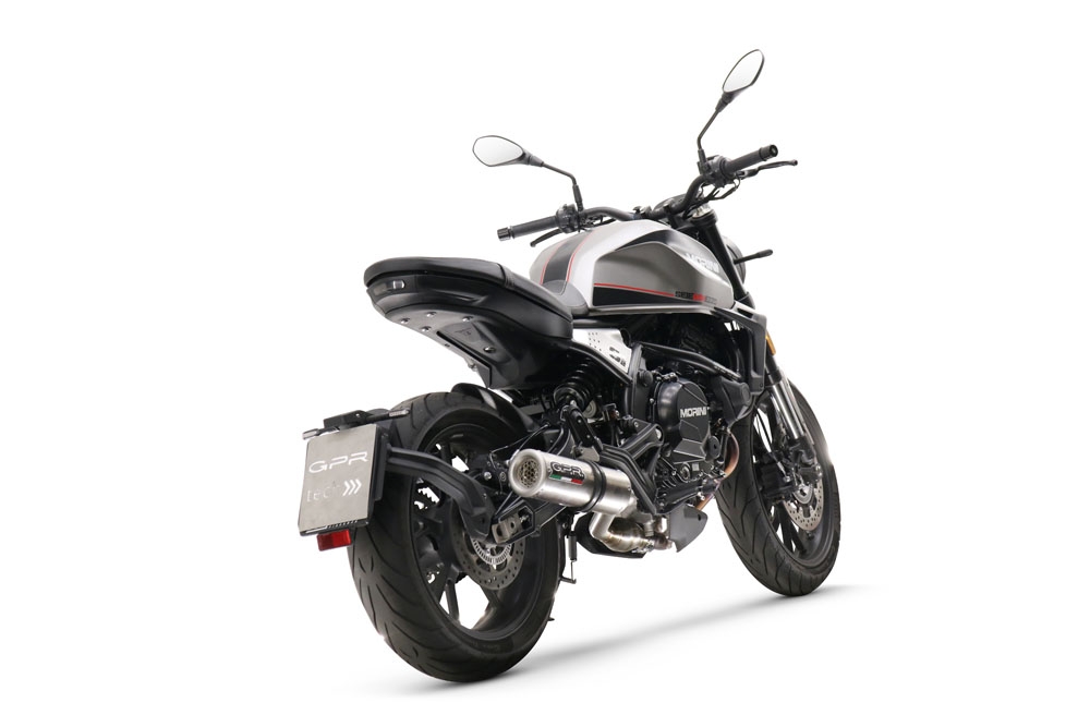 Escape compatible con Moto Morini Seiemmezzo Str 2022-2024, M3 Inox , Sistema de escape medio lleno, incluido db killer extraíble y tubo de conexión 