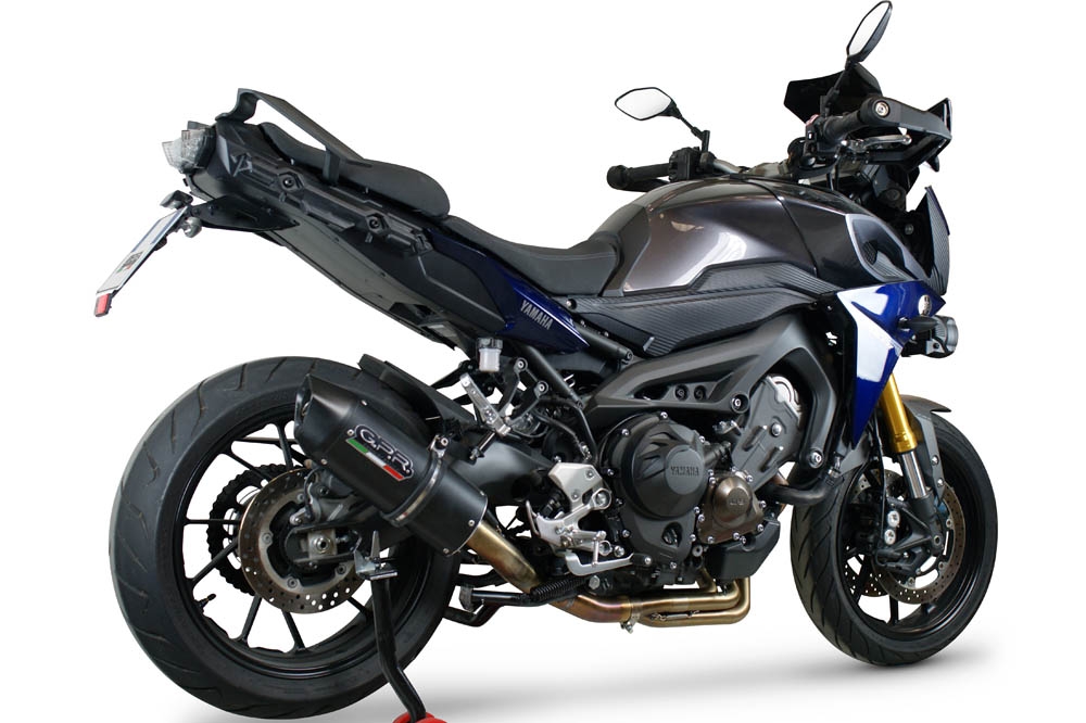 Escape compatible con Yamaha Tracer 9 2021-2024, Furore Evo4 Nero, Escape completo homologado y legal,con catalizador incluido db killer extraíble 