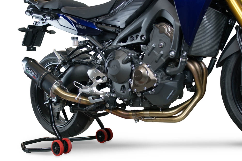 Escape compatible con Yamaha Tracer 9 2021-2024, Furore Evo4 Nero, Escape completo homologado y legal,con catalizador incluido db killer extraíble 