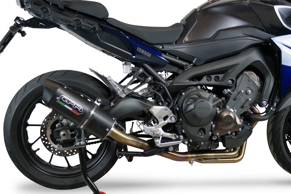 Escape compatible con Yamaha Tracer 9 2021-2024, Furore Evo4 Nero, Escape completo homologado y legal,con catalizador incluido db killer extraíble 