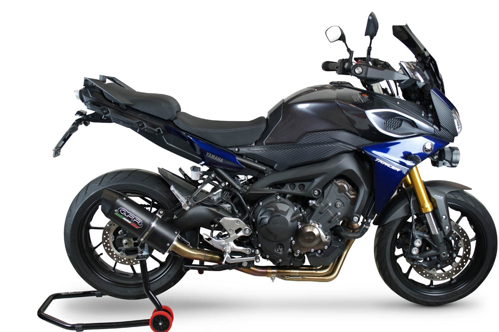 Escape compatible con Yamaha Tracer 9 2021-2024, Furore Evo4 Nero, Escape completo homologado y legal,con catalizador incluido db killer extraíble 