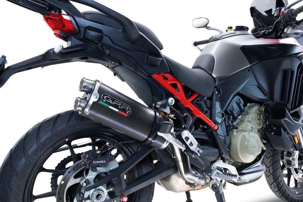 Escape compatible con Ducati Multistrada V4 Rally 2023-2024, Dual Poppy, Escape legal, homologado, silenciador con db killer desmontable y tubo de conexión específico 
