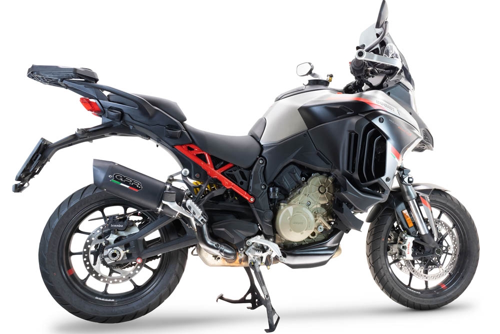 Escape compatible con Ducati Multistrada V4 Rally 2023-2024, Furore Evo4 Nero, Escape legal, homologado, silenciador con db killer desmontable y tubo de conexión específico 
